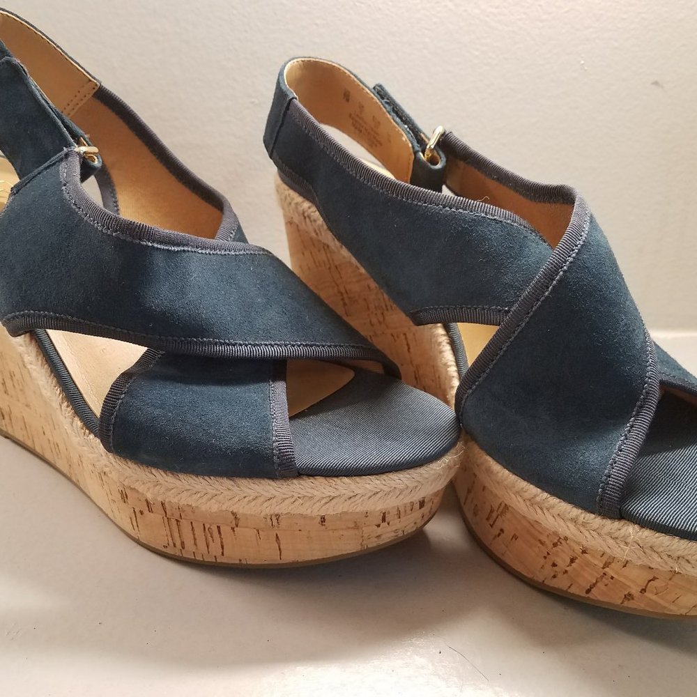 Franco Sarto Taylor Leather Wedge Heel Sandals- New size 7